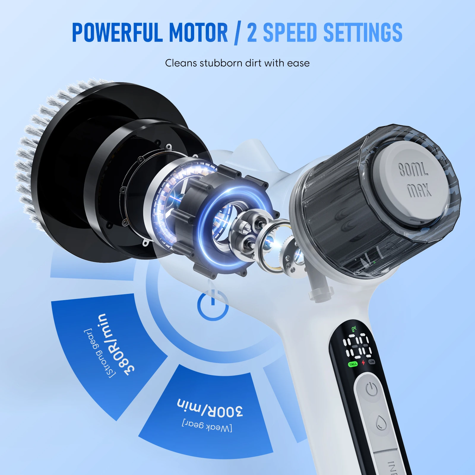 80ml Built-In Container Wireless Detachable Adjustable Home Spin Scrubber 7-In-1 Multifunction electric cleaning brush for cars