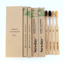 Eco Friendly New Personalized Oem Bamboo Toothbrush 100% Biodegradable Home Use Cepillo Dental