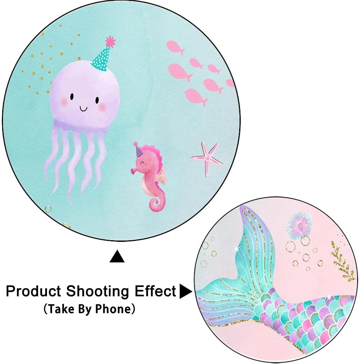 Mermaid Birthday Background Banner Under Sea Girl Princess Baby Shower Party Decoration Blue Purple Scales Backdrop