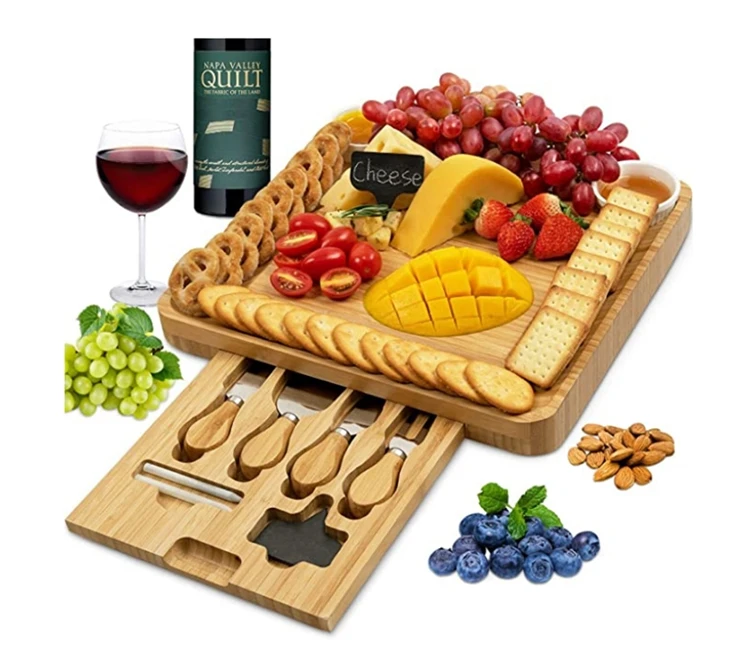 Modern Charcuterie Platter Large Bamboo Serving Tray Platter Sublimation Blank Cheese Cutting Board