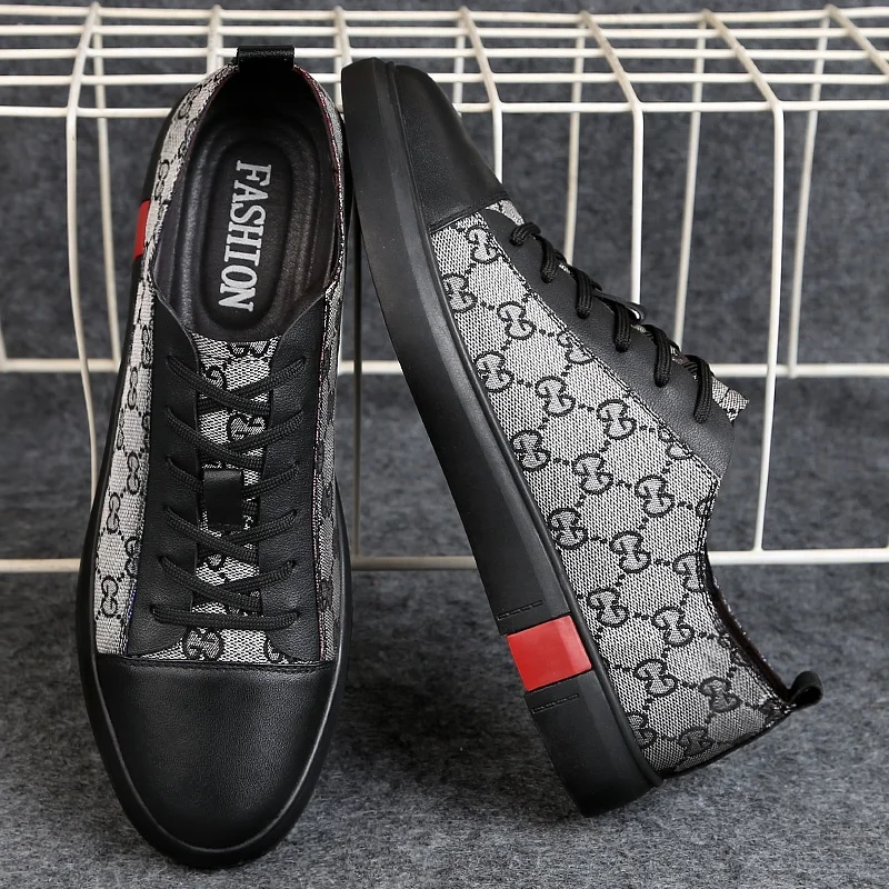 Hot Sale Brand Casual Shoes New Design Sports Leather Sneakers Good Quality Customized Luxury Flat Canvas Sneakers For Men
