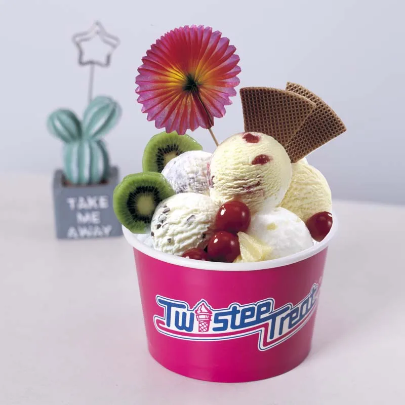 4 унции 5 унций 6 унций 7 унций 8 унций двойной PE покрытием бумажные стаканчики для мороженого с купольными крышками