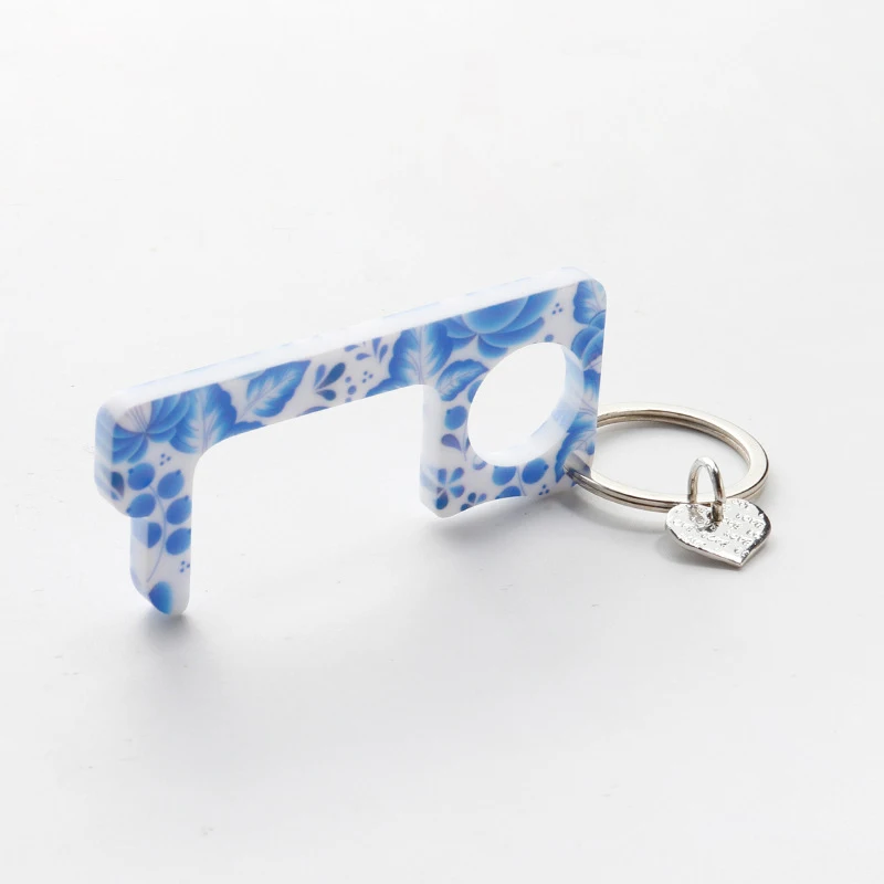 Lightweight Easy To Carry Acrylic Material Key Door Opener Keychain No Touch Door Opener