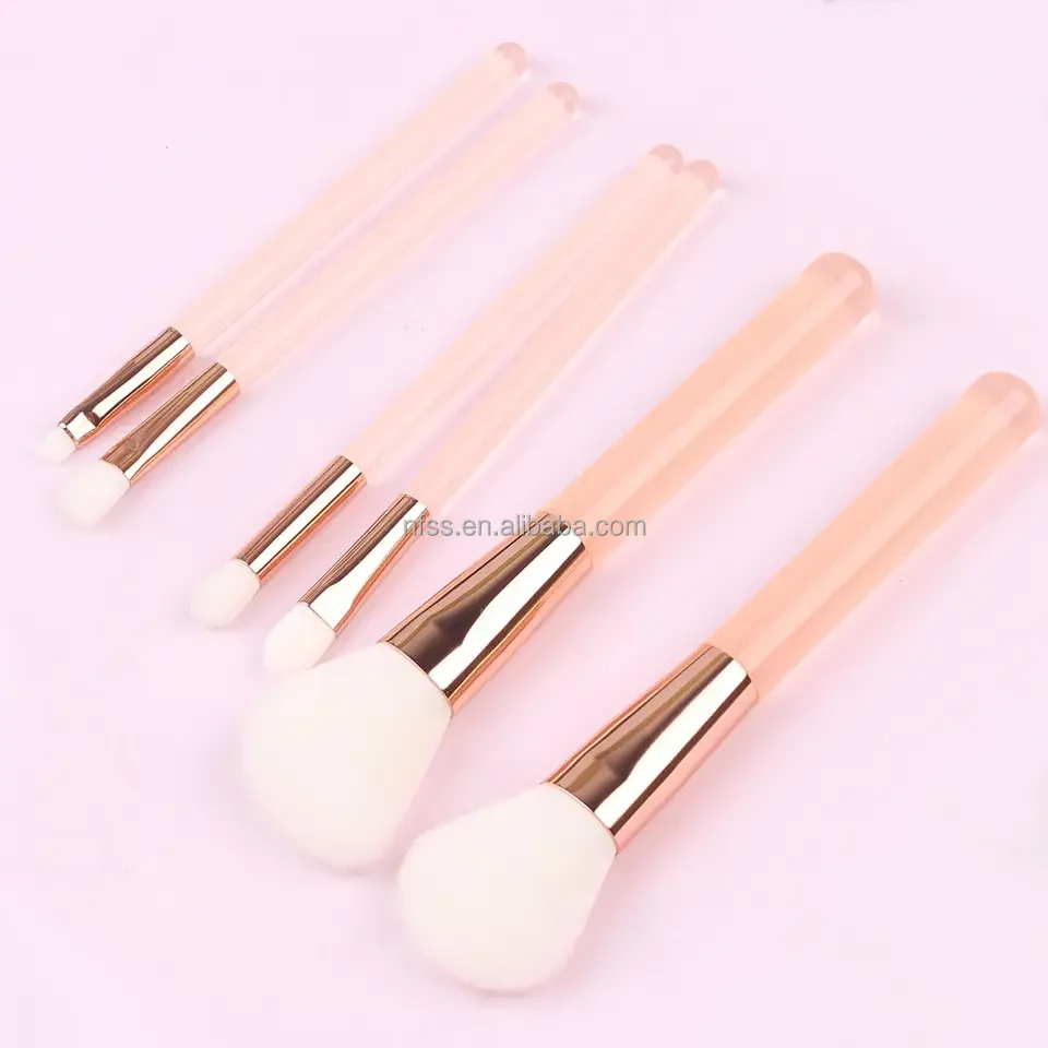 New Low Moq Custom Beginners Make-Up Brushes Kit Carry On Pink Purple Cosmetic Synthetic Hair 6Pcs Makeup Brush Set