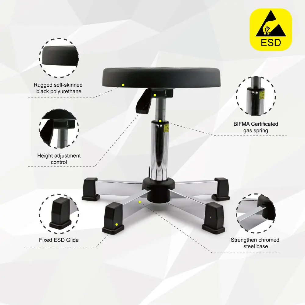 ESD Ergonomic Chair Beauty Salon Equipment Backless Hairdressing Chairs Work Standing Stool Lab Work Stool Beauty Chair