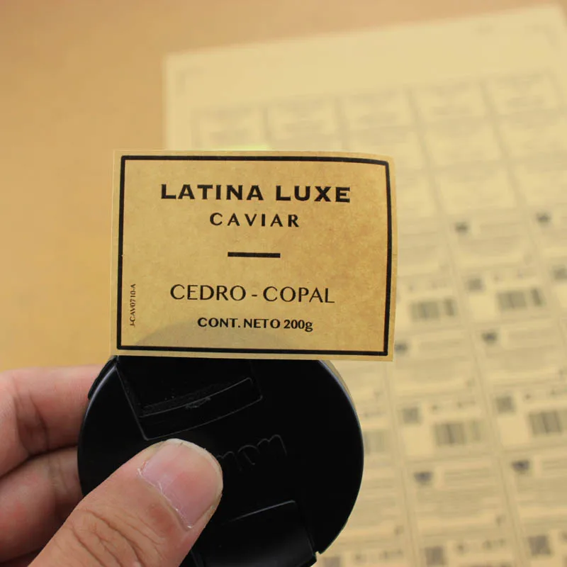 Wholesale self adhesive kraft paper sticker recyclable candle jars warning barcode printer transparent gold foil label