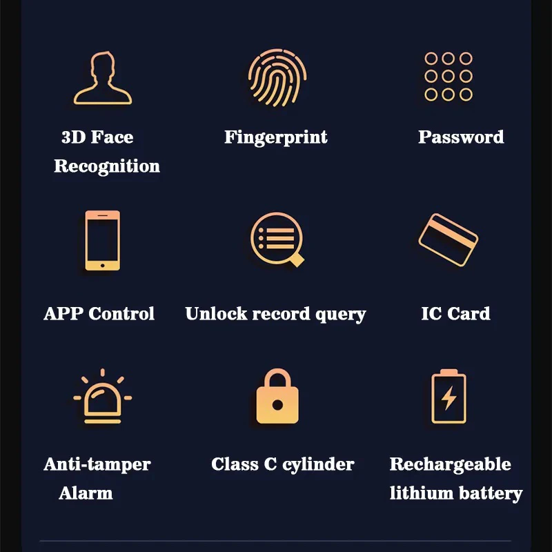 TOPTEQ X10 3D Face Recognition Smart Door Lock  Finger Print Door Lock App USmart Go Bluetooth WIFI Smart Lock for Metal Door