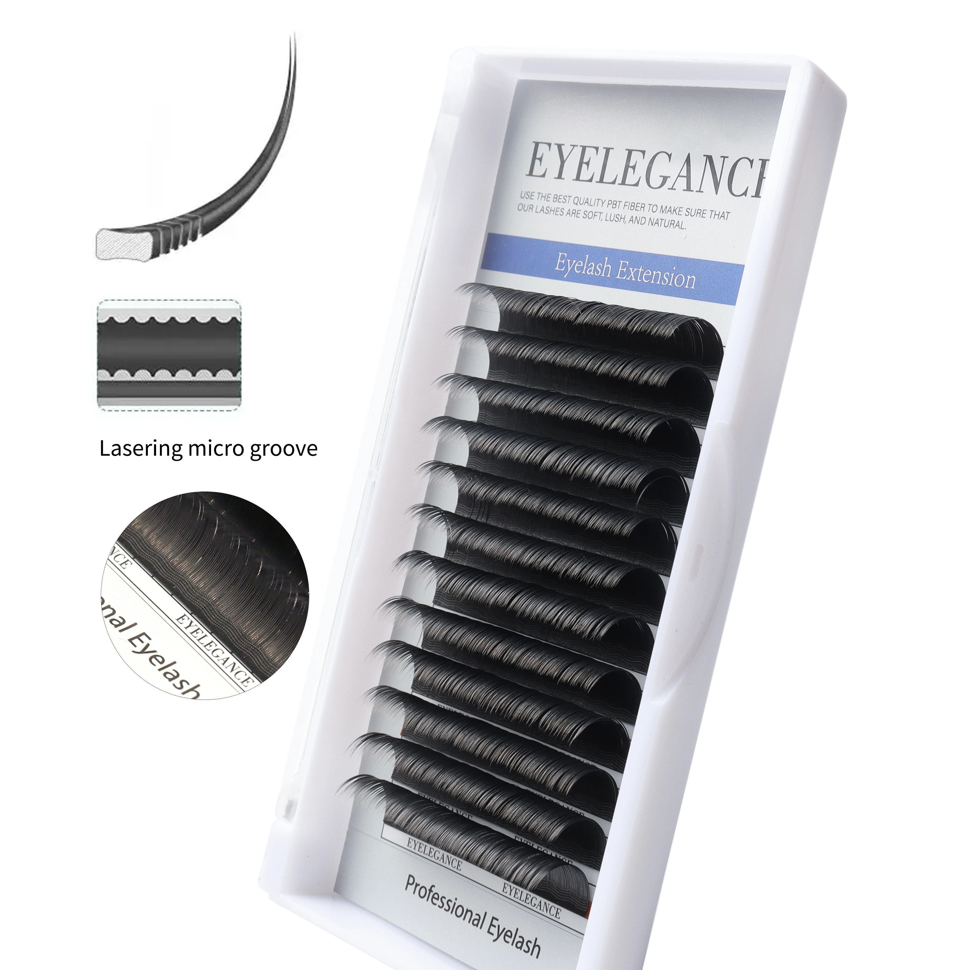 Professional Eyelashes Vendor Soft 0.15 0.20 0.25 Laser Flat Ellipse Flat Eyelash Extensions