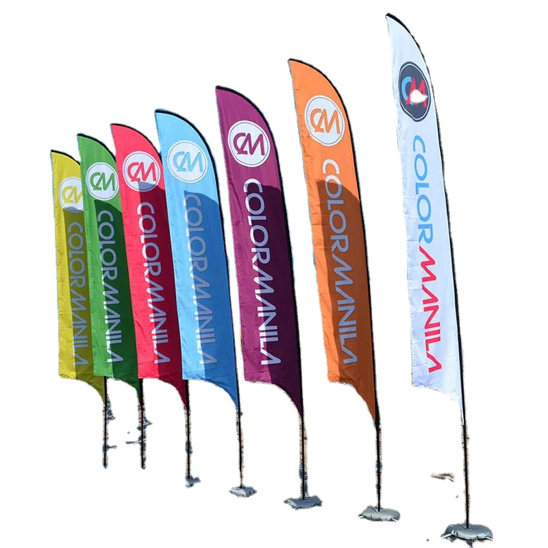 Advertising banner stands custom logo bali printing polyester pole teardrop promotional flying beach feather flag