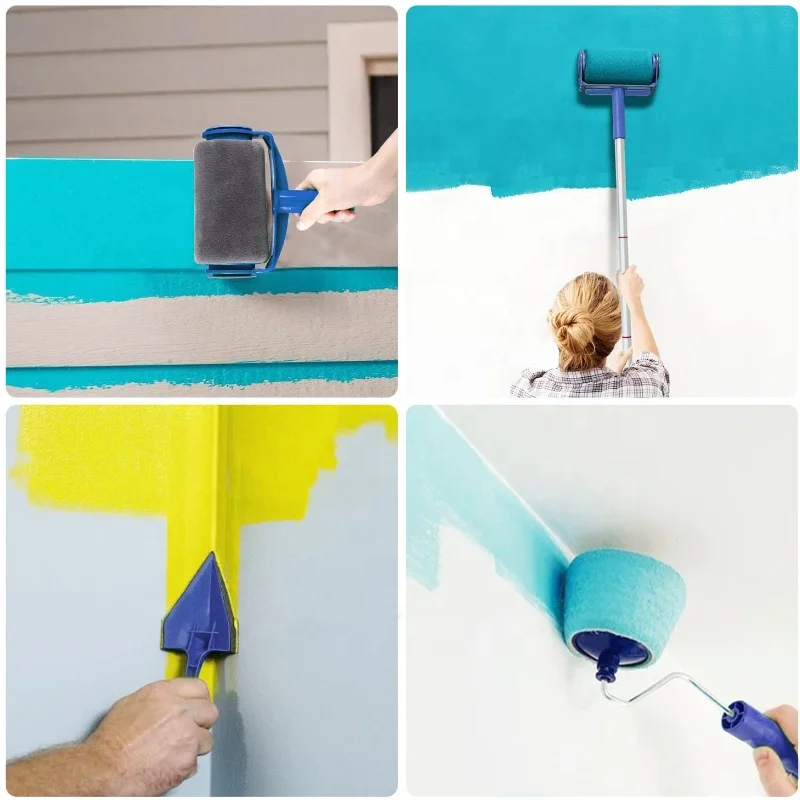 Paint Roller Set with Sticks Paint Roller Quickly Decorate Runner Tool Painting Brush Set