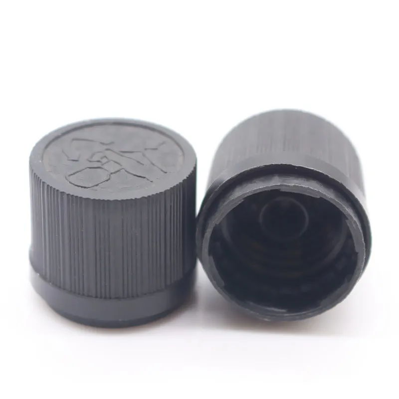 18mm Black / White Childproof & Tamperproof CRC&TE Plastic Euro Dropper Cap Essential Oil Bottle Closures with Orifice Reducer