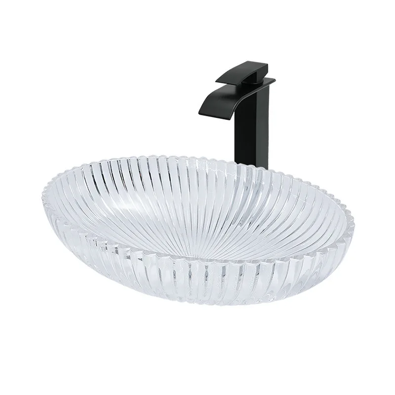High Quality Green Glass Wash Basin Oval Sanitary Ware Restroom Counter Mounted Glass Basin