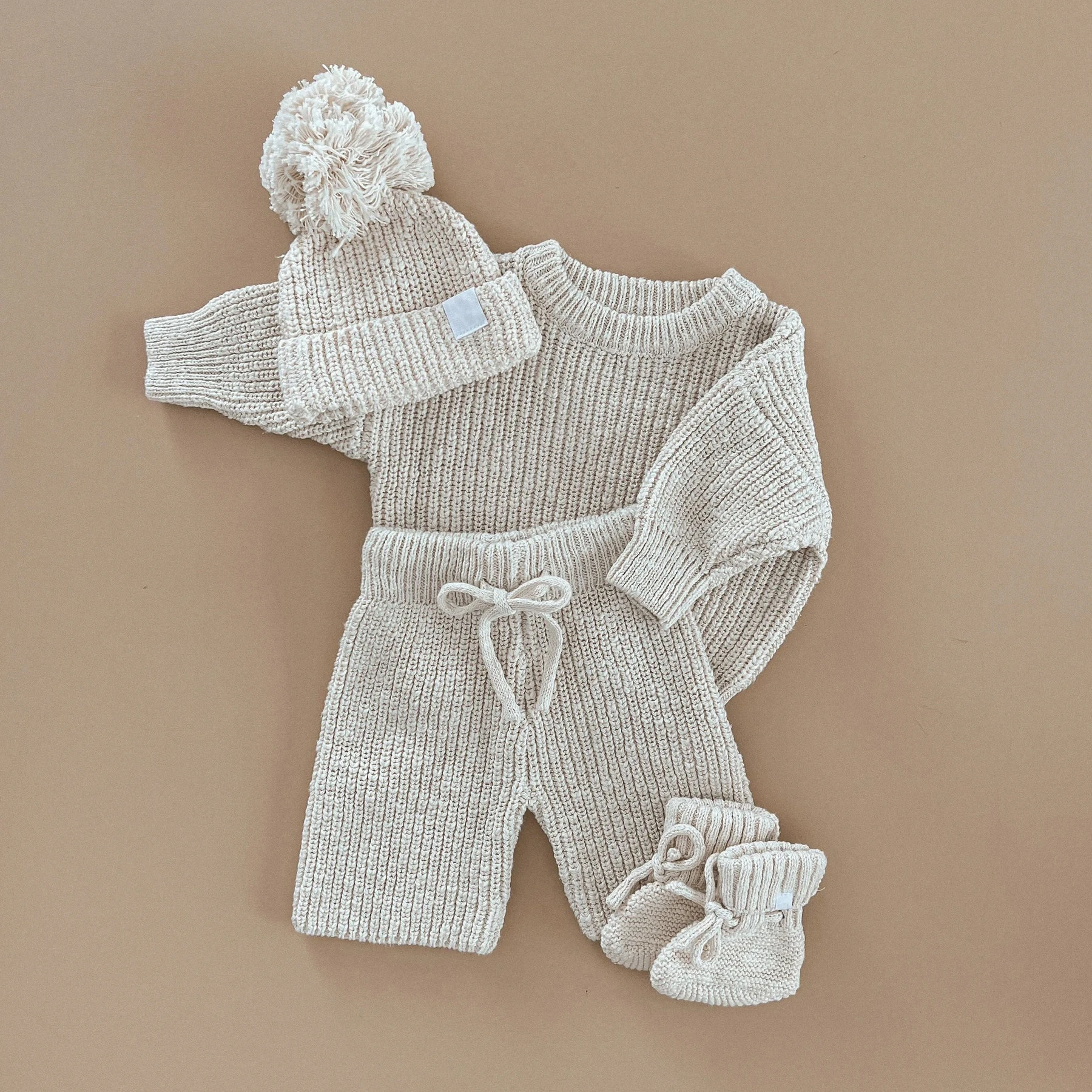 Unique Design 2024 New Designer Chunky Plain Spring Striped 100% Organic Cotton Babi Winter Knit Baby Pants