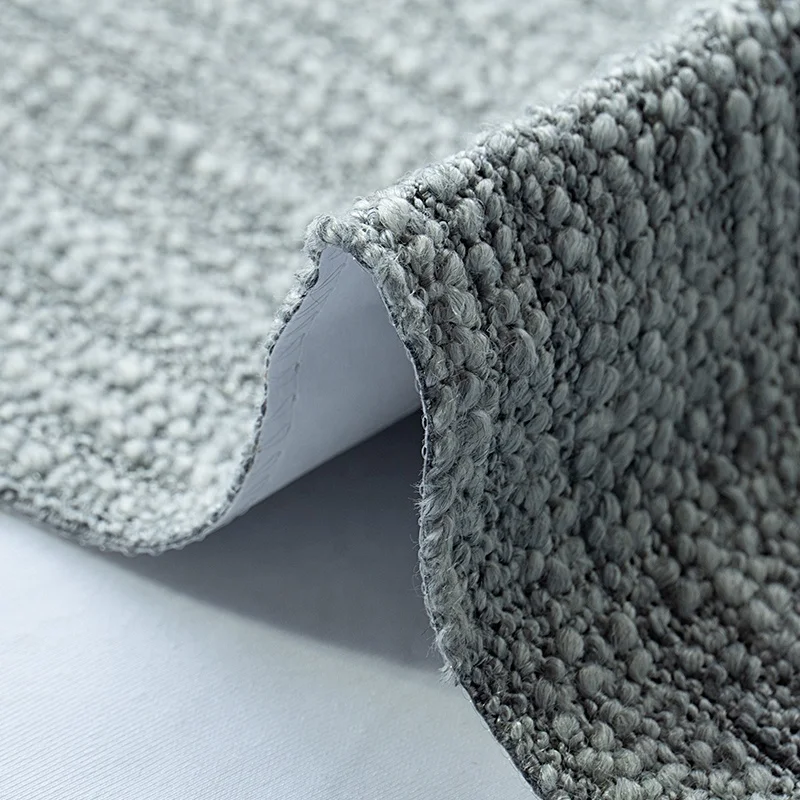 High Quality Wholesales Solid Tela Polyester  Wool Blend Yarn Dye Woven Pure Boucle Upholstery Fabric For Clothing