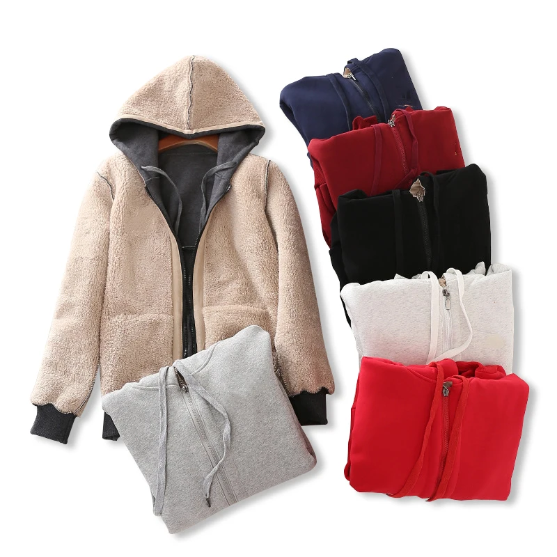 C2004 thick solid color double side fleece teddy coat winter coats for women  plus size coats