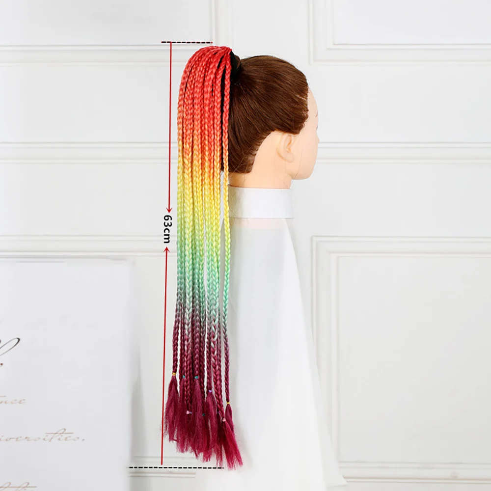 Dreadlocks Ponytail Wig Colorful Braids Matte High Temperature Fiber Punk Hip Hop Color Trendy