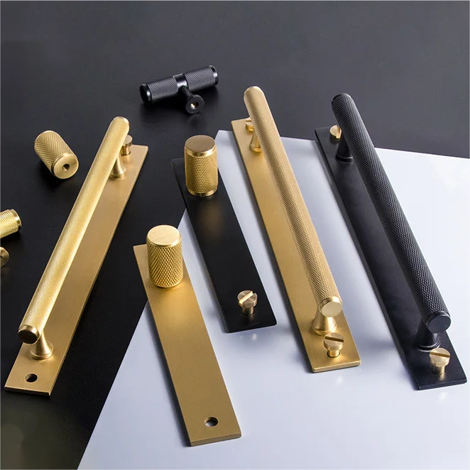 Customize Modern Copper Handles Knurling Minimalist Wardrobe Drawer Shoe Cabinets Door handles Black Gold Brass Handles