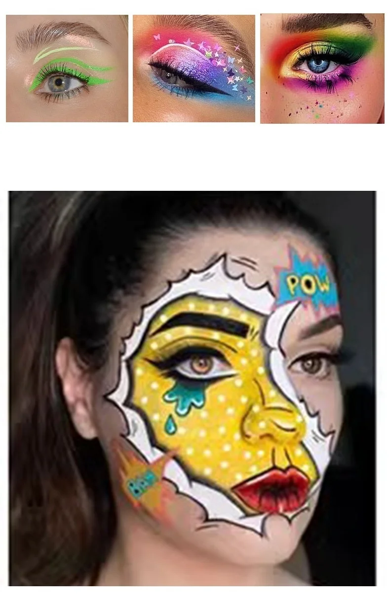 Queens factory 10g Water-Based Face Painting Kits Halloween Party Palette Included for Washable Human Body Paint for Kids