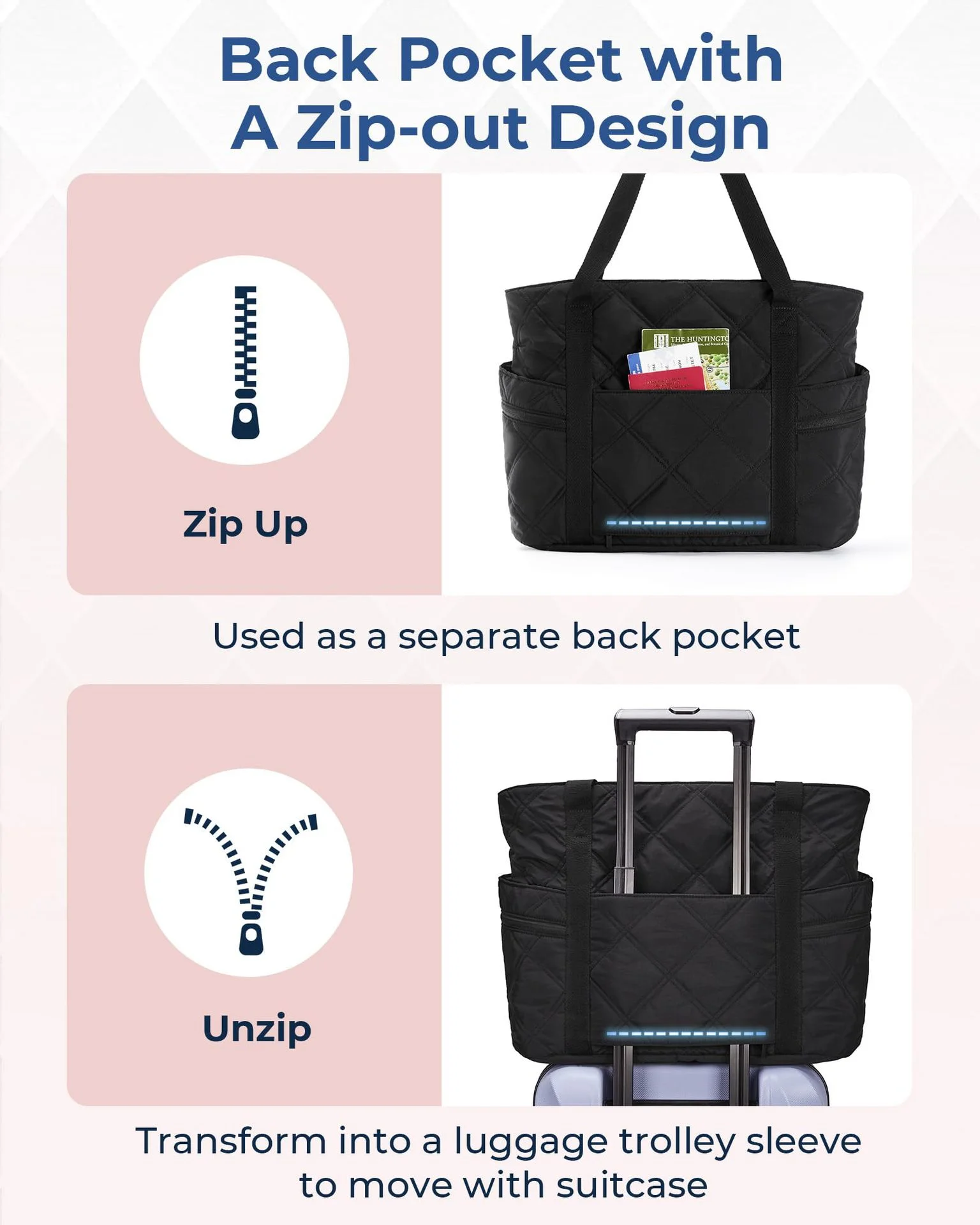 custom travel large recycle high quality nylon oversized Quilted Puffer Handbag casual shoulder tote bag with zip for Women