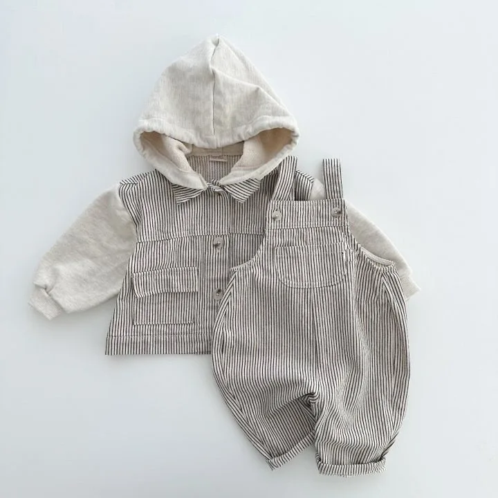 Spring Autumn Infant Toddler Kids Boys Girls Casual Loose Denim Suspender Striped Pocket Overalls Baby Jeans