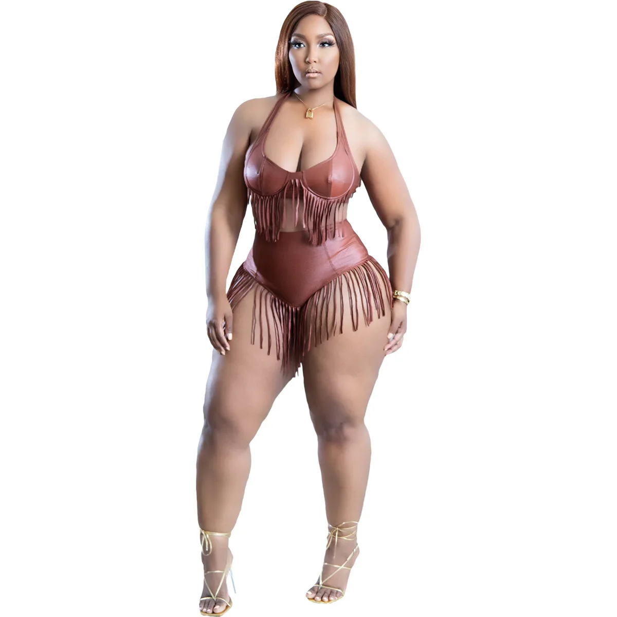 summer 2 piece women short set clothing solid color sexy high waist fringe suit club two piece shorts sets