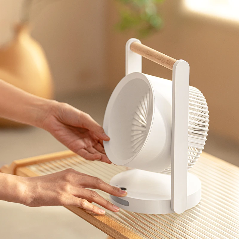 Mini Desktop Standing Fan Portable Household Usb Rechargeable Handle Design Fan Electric Adjustable Lownoise Long Standby Fan