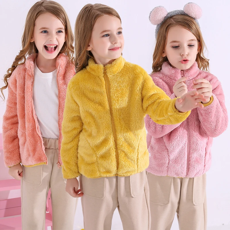 Wholesale new baby zipper cardigan jacket for boys and girls with plush warm coat for children in autumn