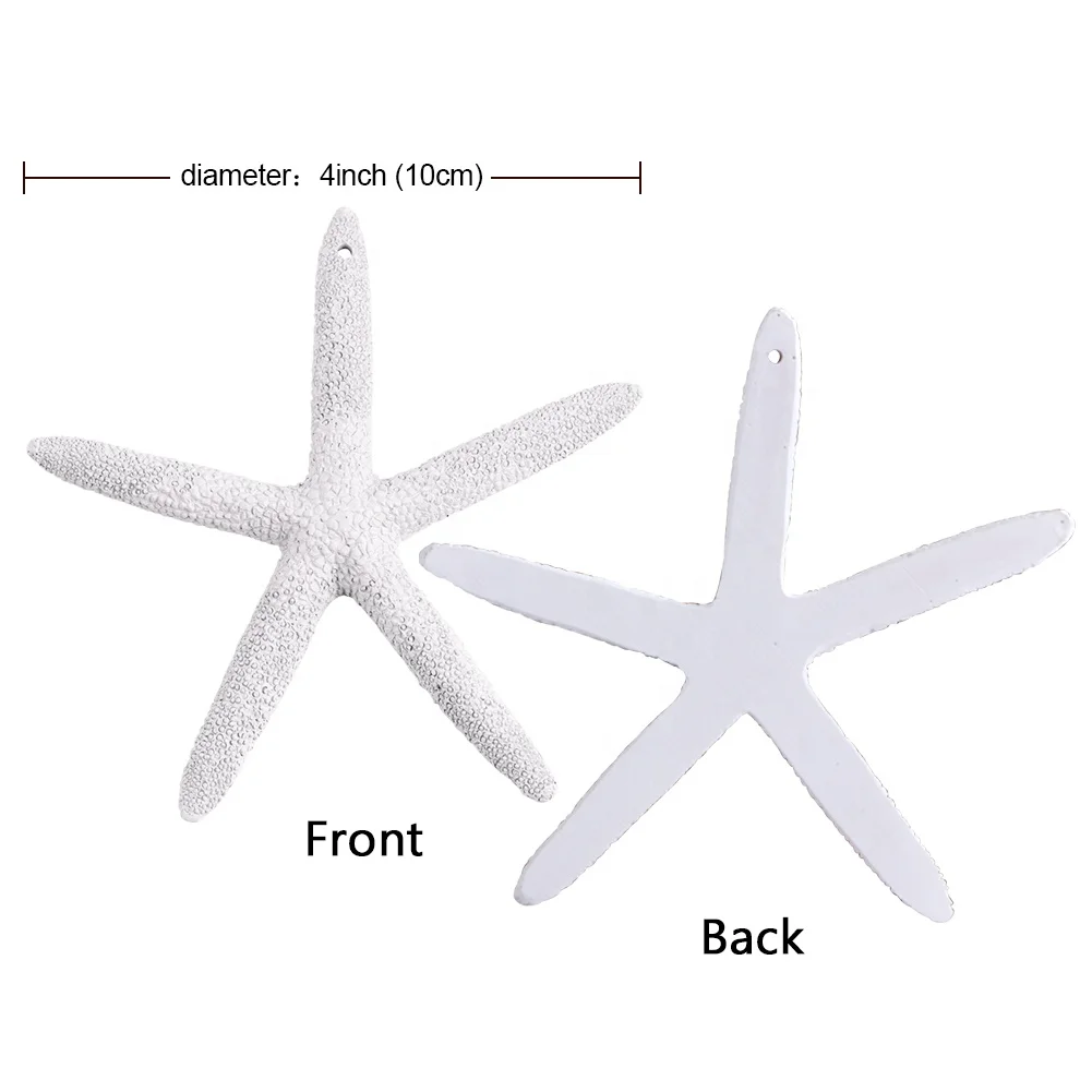 OurWarm Custom 10pcs White Plastic Artificial Resin Finger Starfish With Hemp Rope For Christmas Wedding Decor