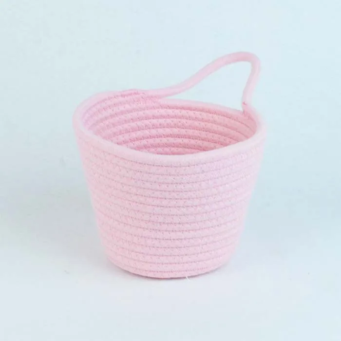 house hold storage bins cotton rope basket with handles for key