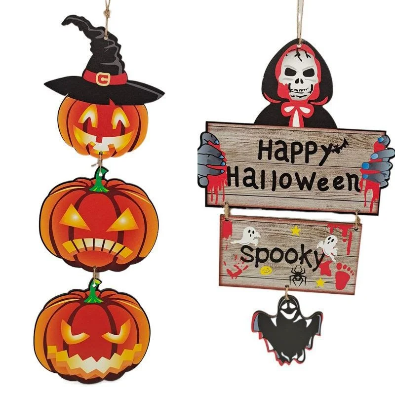 Halloween Decorations Crafts Hanging Pumpkin Trees Outdoor Gardens Horror And Scary Wooden Ghost Decoration