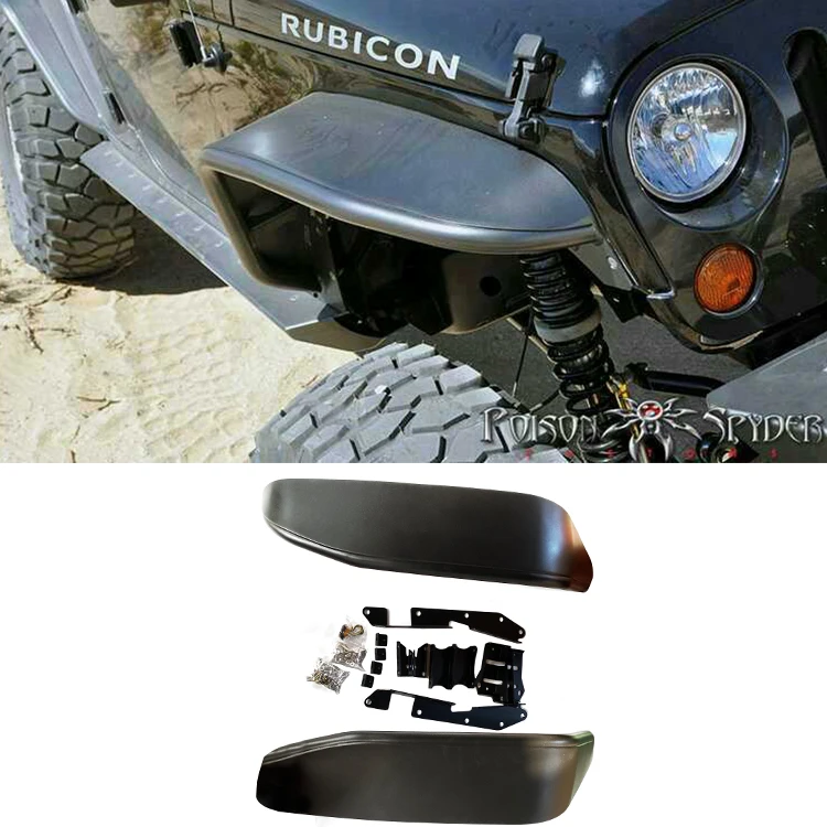 Car Upgrade Textured Steel Auto Parts Flat Fender Flares Fit Car Wheel Eyebrow For Jeep Wrangler Jk 2007-2018