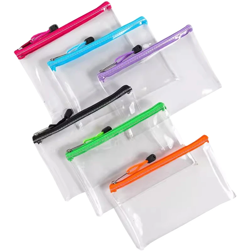 custom logo waterproof transparent clear pvc mesh a5 a4 document file bag with zipper in many size