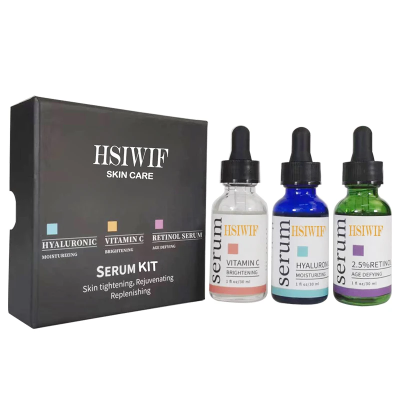 Best Face Serum Manufacturer Private Label Vitamin C Facial Serum Set Retinol Niacinamide Ascorbic Acid Ceramide Face Serum