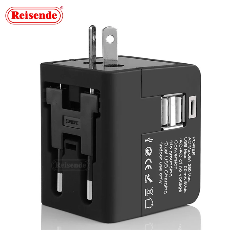 Universal Travel Adapter Global Travel Switch Plug 2 Usb Usb Multi Plug Adaptor