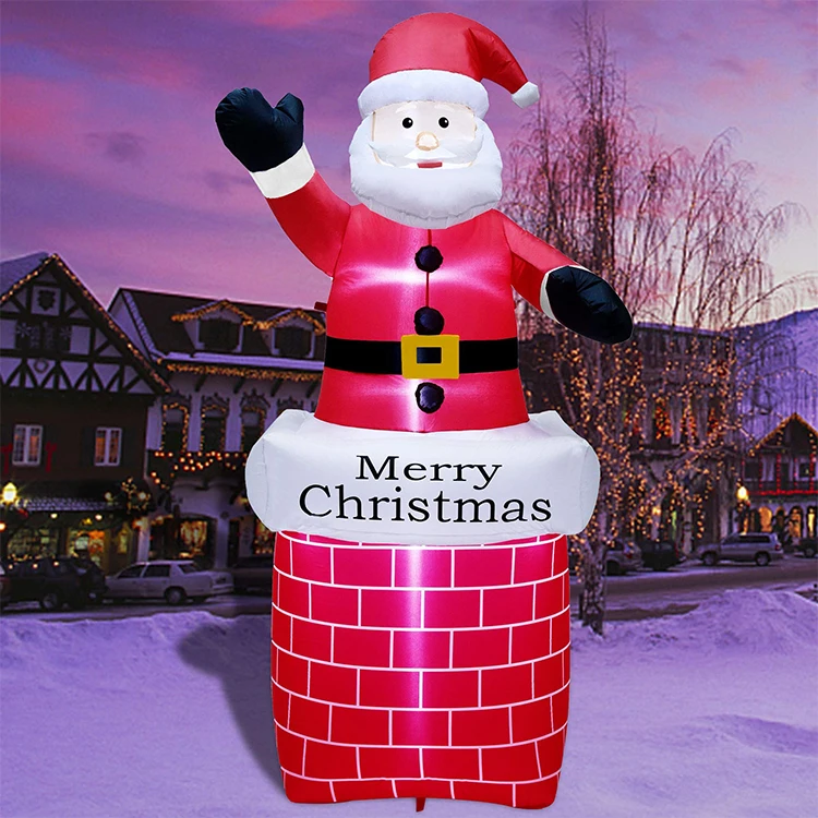 2022 New Design Christmas Blow Up Surprise Chimney Inflatable Santa Claus For Home Decoration