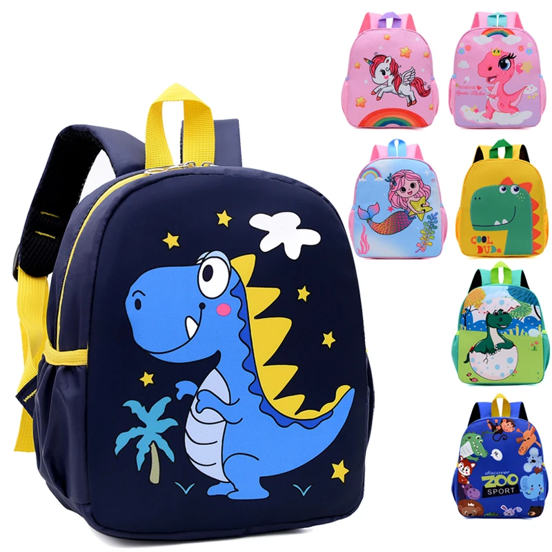 Cute Blue Dinosaur Backpack Zoo 3-6 years Old Backpacks for Kids Kindergarten Schoolbag Cartoon Toddler Bags Wholesale