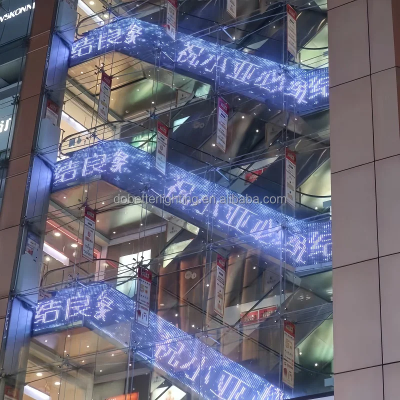 Flexible IP68 Waterproof LED Mesh Display Screen for Glass Curtain Building Grid Pixel point Light  LED Screen Artnet  control