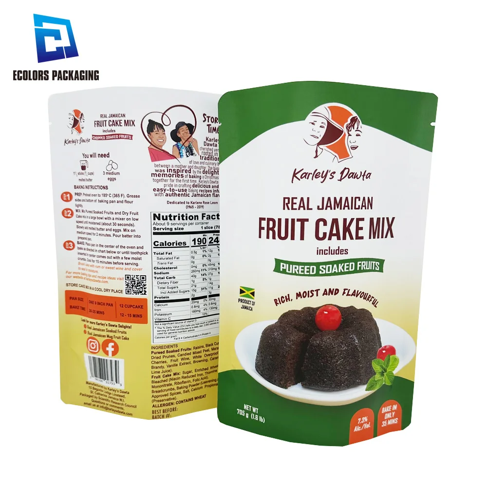 Food Grade Custom Printed Aluminum Foil Matte Stand Up Heat Seal Mylar Pouch Packaging Bag For Butter Cake
