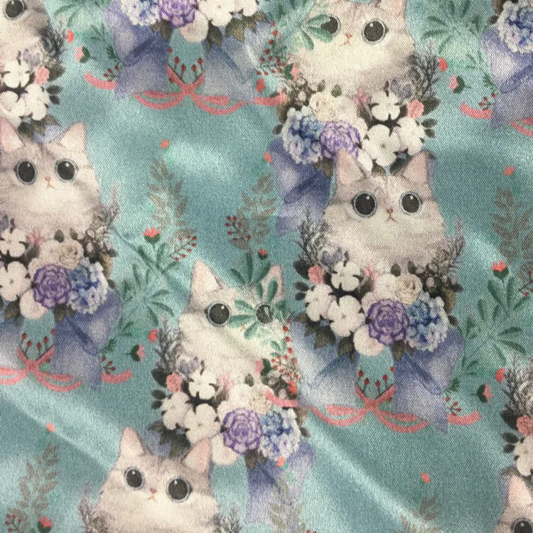 Шелковистый новый стиль цветочный принт 100% полиэстер шармёз атласная шелковая ткань для платья