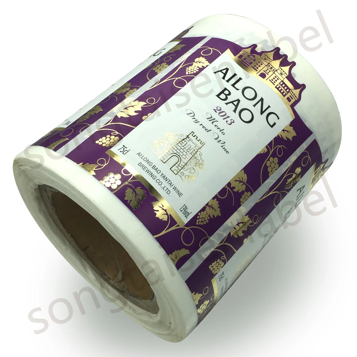 High Quality Bronzing Embossed Crystal Spot UV Wet Strength Texture Paper Roll Wine Labels