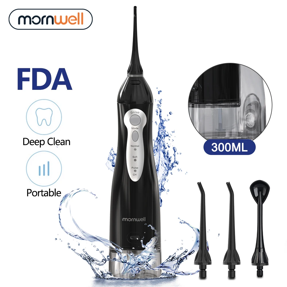 Mornwell 300ML  Water Tank Detachable irrigator tooth cleaner USB Charging Water flosser Teeth Cleaning For Home and Travel