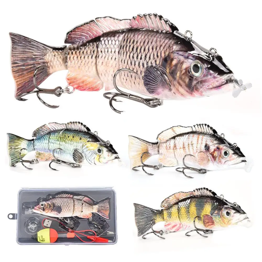 New 10/13.5cm Fishing Bait Auto Swimming Luress 4-segment Wobblers Outdoor Sport Swimbait Fishing Lure Usb Rechargeable