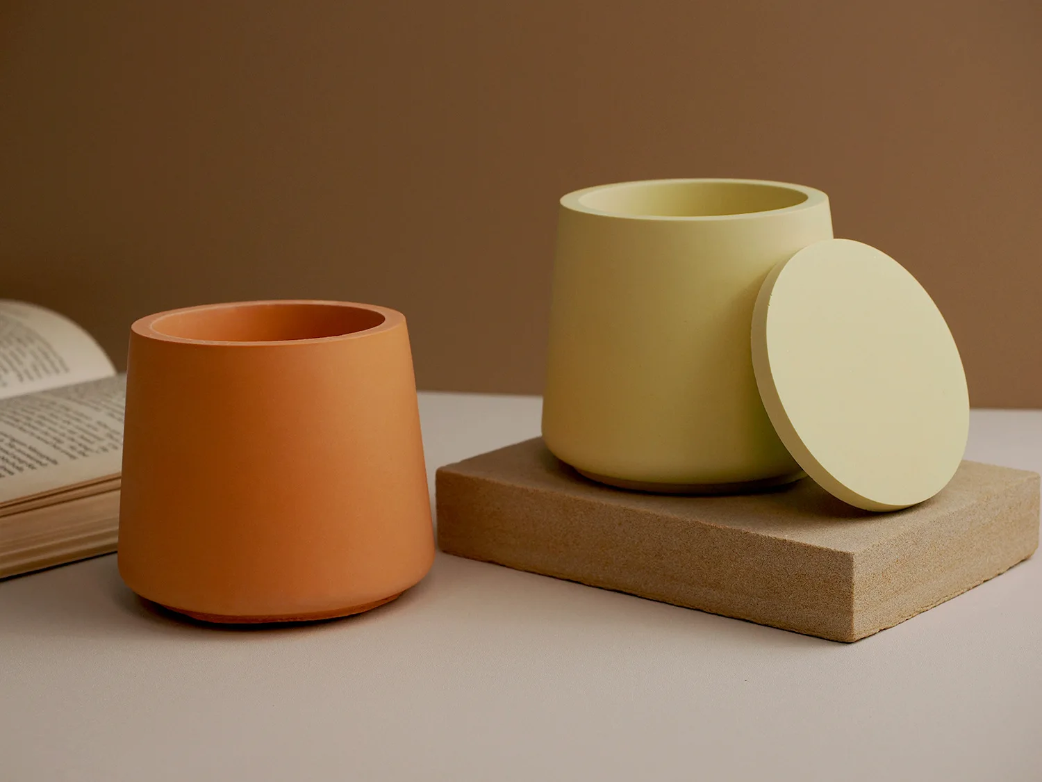 DIY Cement Cup Trapezoidal Jar Gypsum Candle Cup Silicone Mold Candle Jar Silicone Mold With Lid