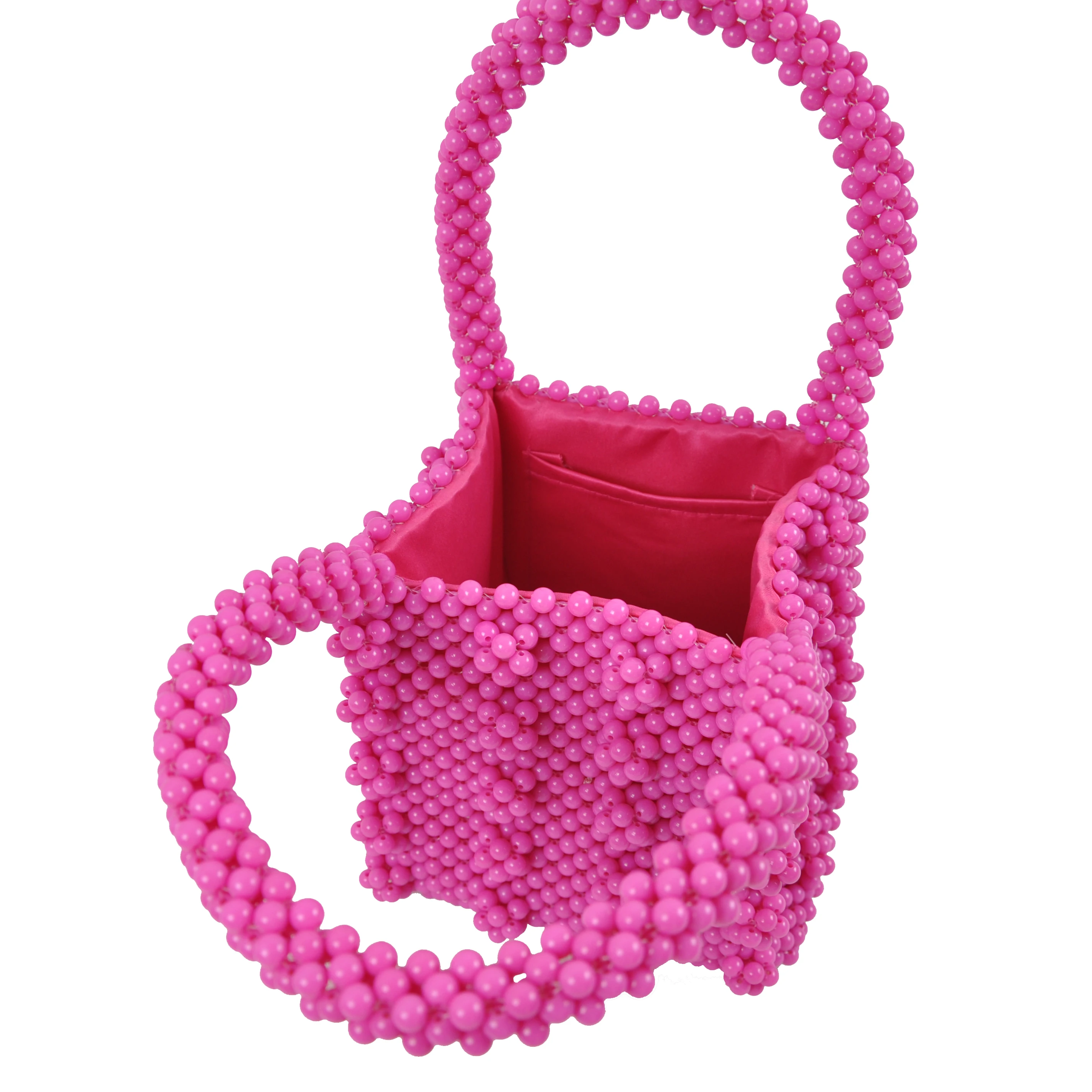 Beaded Handbag Gift Homemade Pearl Bag Famous Design Women Acrylic Bag Handle Summer Bag