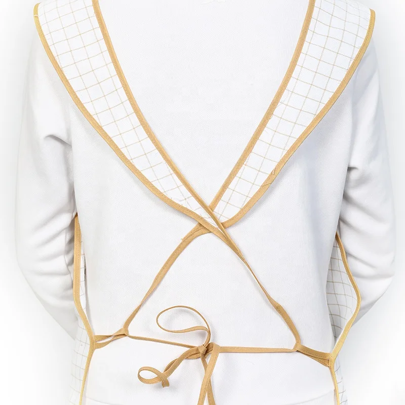 wholesale cotton white waffle pattern housewife kitchen mitten apron set