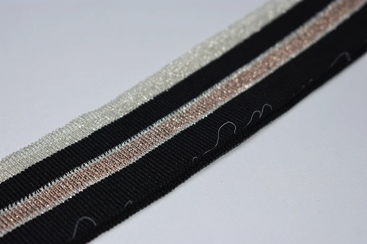Polyester striped knitting rib fabric cuff product type flat knit rib collar