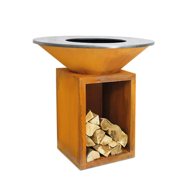 hot sale outdoor kitchen corten steel fireplace charcoal barbecue grill europe picnic fire pit bbq grill