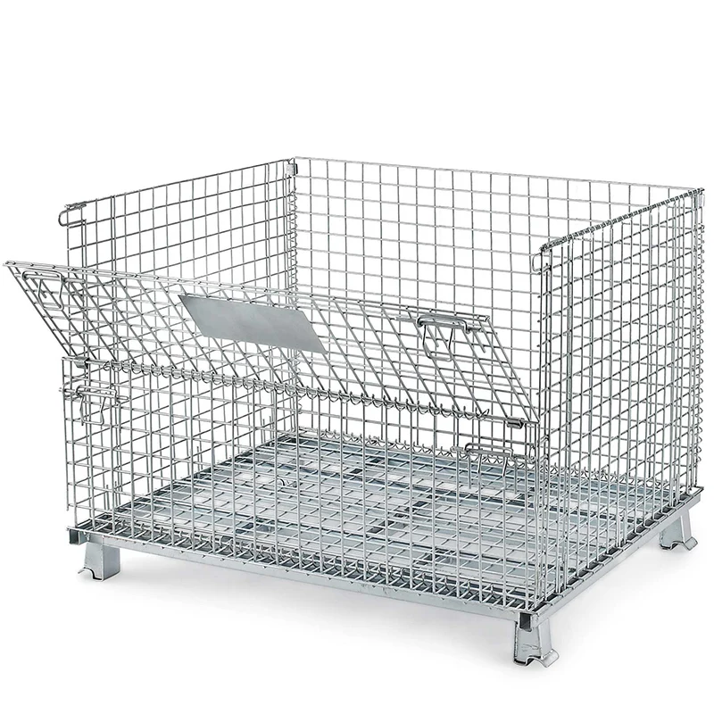 Custom Stackable Steel Wire Mesh Pallet Cages Storage Container