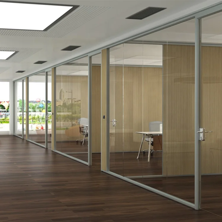 Современная стеклянная перегородка HK55S, 12 мм, алюминиевая перегородка для офиса