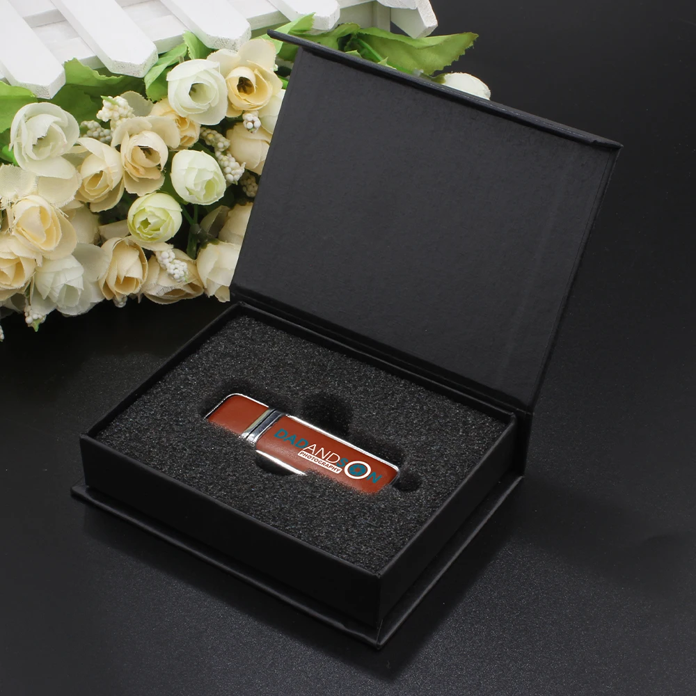 cool gadgets memoria usb stick Wedding Logo Gift Leather USB Flash Drive With Paper Box 8gb 16gb 32gb 128gb Pendrive